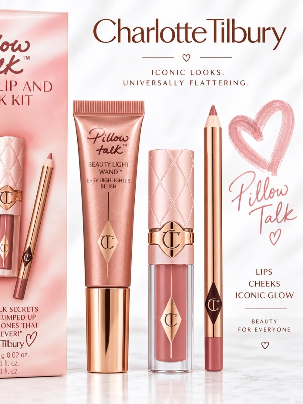 Charlotte Tilbury Pillow Talk Iconic Lip & Cheek Kit.